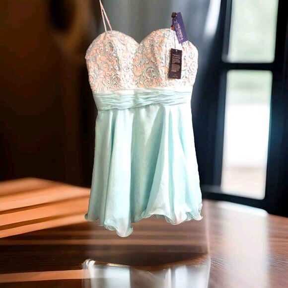 narianna A-line mini womans dress Large Sleeveless chiffon prom wedding cocktail - Picture 1 of 5